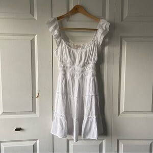 Altar'd State White Mini Dress with Ruffle Sleeves